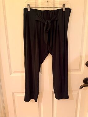 Lazy Sundays Black Tie-Waist Relaxed Fit Women's Pants